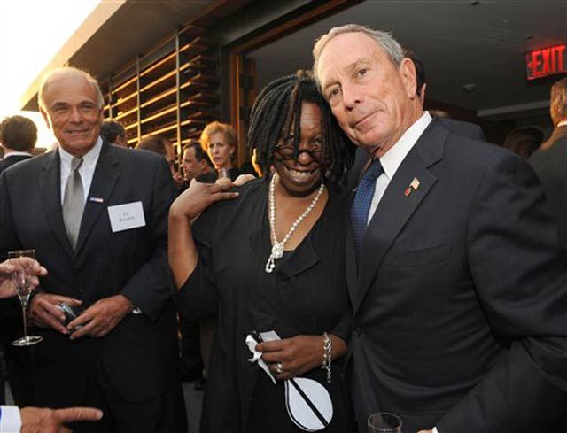 Ed Rendell looks on at Bloomberg with his good friend Whoopi Goldberg